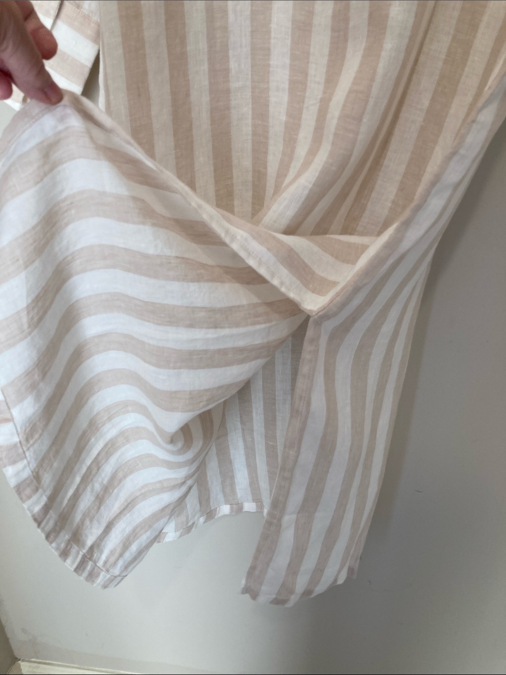 H&M NWT Striped Button-Front Linen Shirt Dress in Beige & White XS - Picture 7 of 8